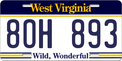 WV license plate 8OH893