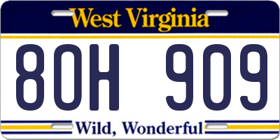 WV license plate 8OH909