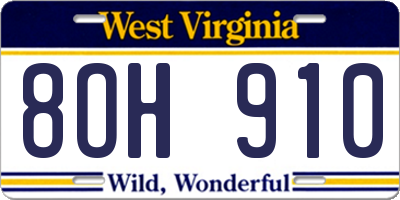 WV license plate 8OH910