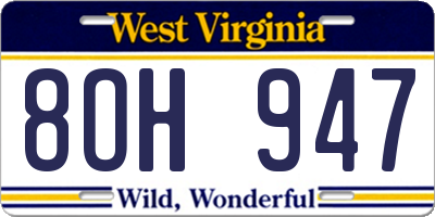 WV license plate 8OH947