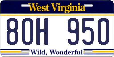 WV license plate 8OH950