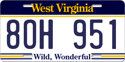 WV license plate 8OH951