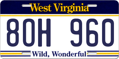 WV license plate 8OH960