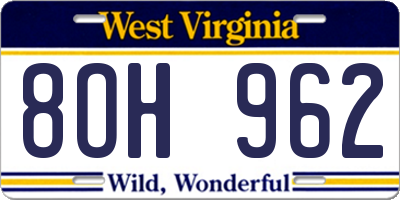 WV license plate 8OH962
