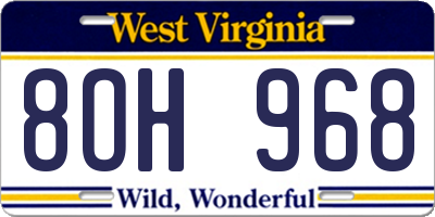 WV license plate 8OH968