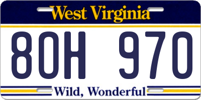 WV license plate 8OH970