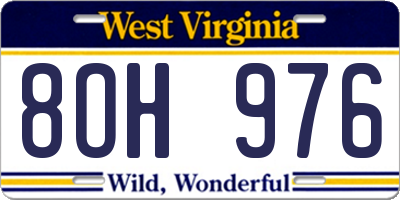 WV license plate 8OH976