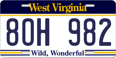 WV license plate 8OH982
