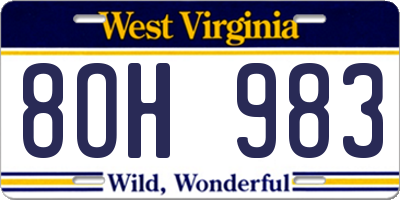 WV license plate 8OH983