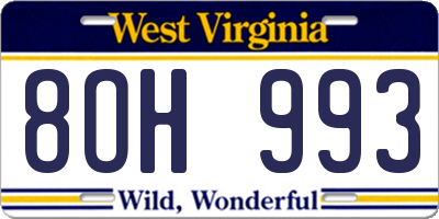 WV license plate 8OH993