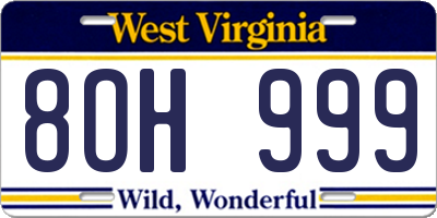 WV license plate 8OH999