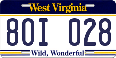 WV license plate 8OI028