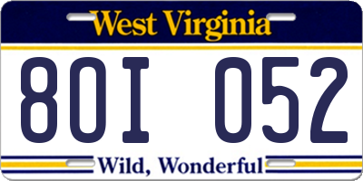 WV license plate 8OI052