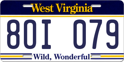 WV license plate 8OI079
