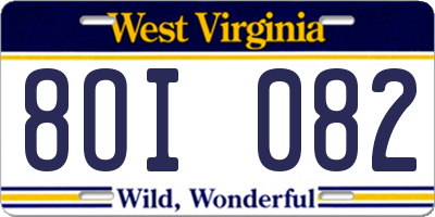 WV license plate 8OI082