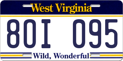WV license plate 8OI095