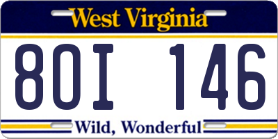 WV license plate 8OI146