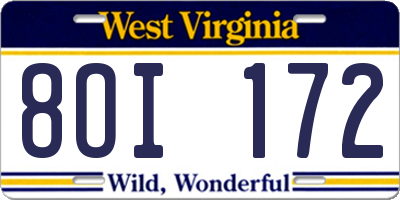 WV license plate 8OI172