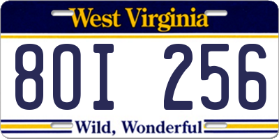 WV license plate 8OI256