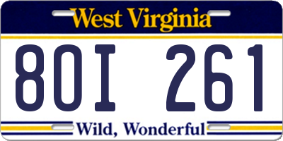 WV license plate 8OI261