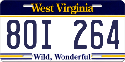 WV license plate 8OI264