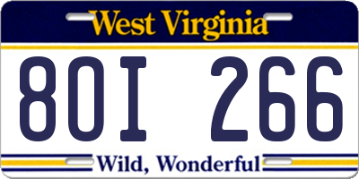 WV license plate 8OI266