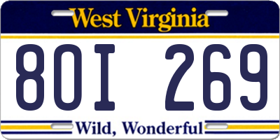 WV license plate 8OI269