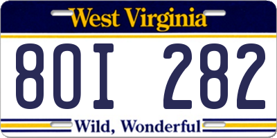 WV license plate 8OI282
