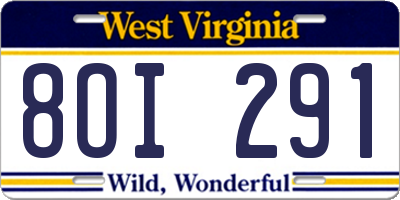 WV license plate 8OI291