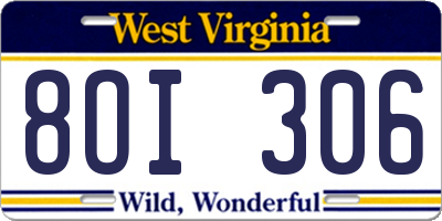 WV license plate 8OI306