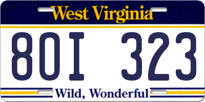 WV license plate 8OI323