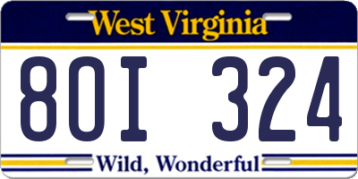 WV license plate 8OI324