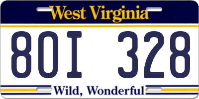 WV license plate 8OI328
