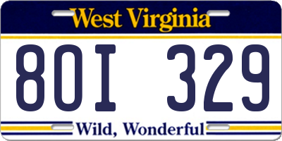 WV license plate 8OI329
