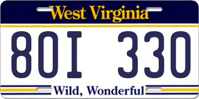 WV license plate 8OI330