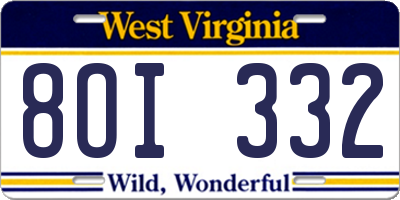 WV license plate 8OI332
