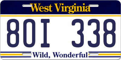 WV license plate 8OI338