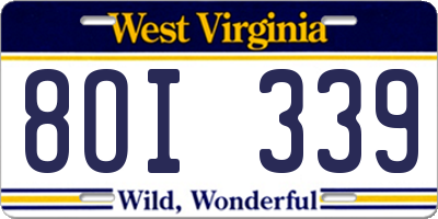 WV license plate 8OI339