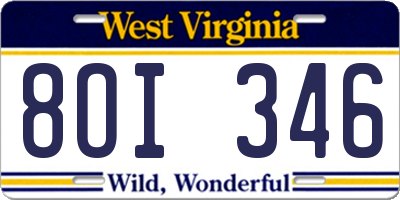 WV license plate 8OI346