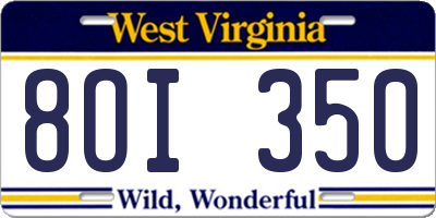 WV license plate 8OI350