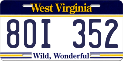WV license plate 8OI352