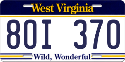 WV license plate 8OI370