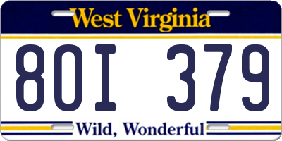WV license plate 8OI379