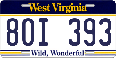 WV license plate 8OI393