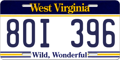WV license plate 8OI396