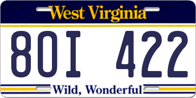 WV license plate 8OI422