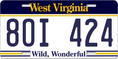 WV license plate 8OI424
