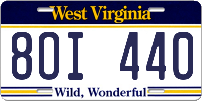 WV license plate 8OI440