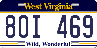 WV license plate 8OI469