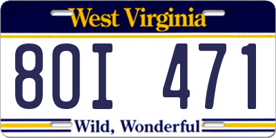 WV license plate 8OI471